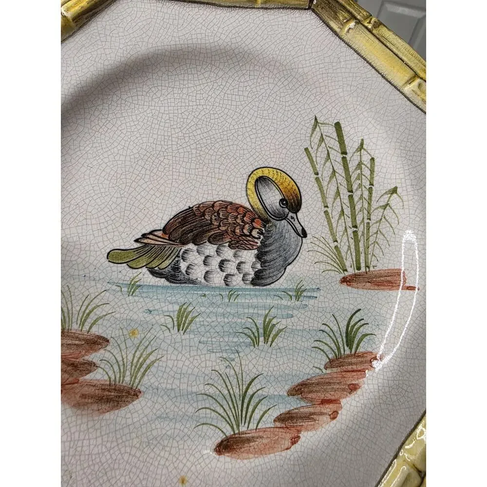 Ducks Bird Stoneware Dinner‎ Plates Set/4 Thanksgiving Made In Italy